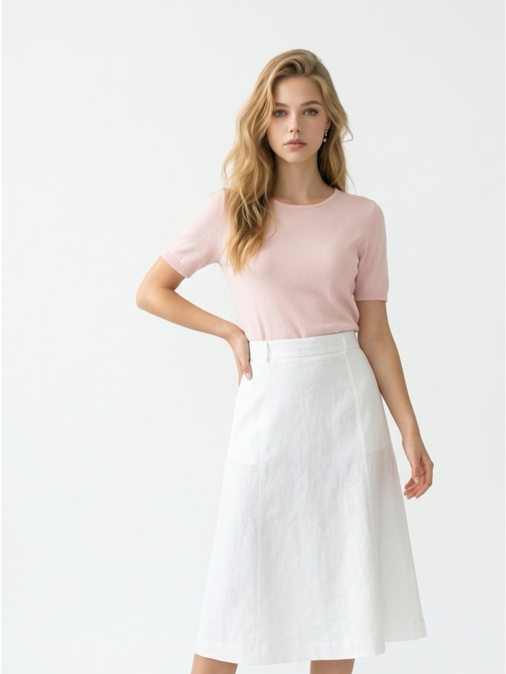 Brooks Brothers Light Pink Short Sleeve Knit Top Large